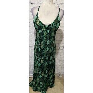 NWT Vintage Apple Bottoms Snake Print Green & Black Maxi Dress. Size Large